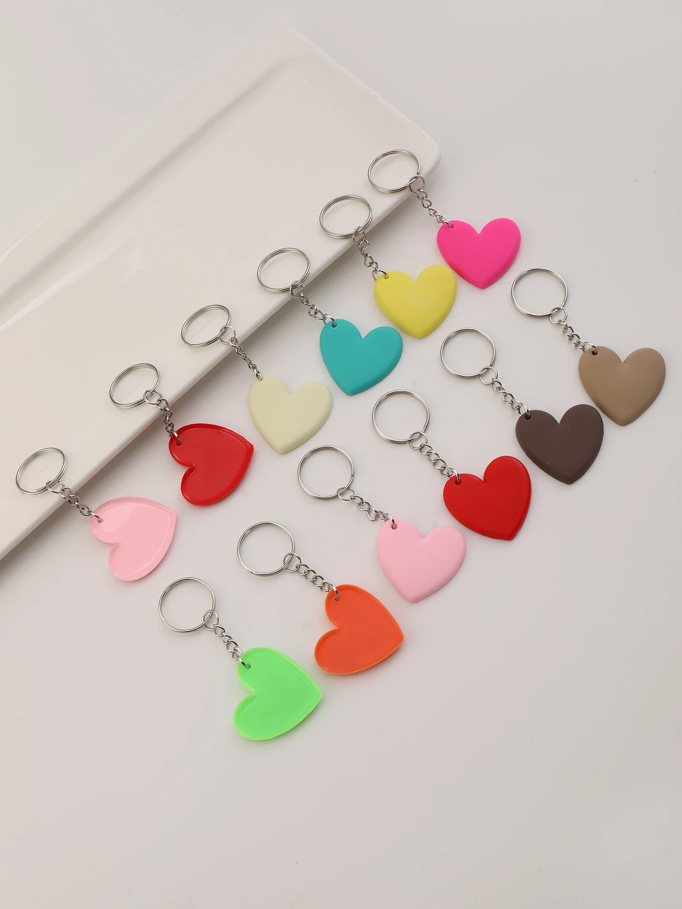 12pcs PVC Heart Keychain Cute Fashion women Key Chain Ring Bag Backpack Charm Birthday Valentine\'s Day Party Decor Gift