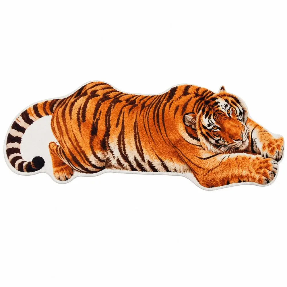 Unique 2D Flat Tiger Bedroom Carpet Water-absorbing Abrasion-resistant Bedside Rug Lifelike Non-slip Doormat Home Decor