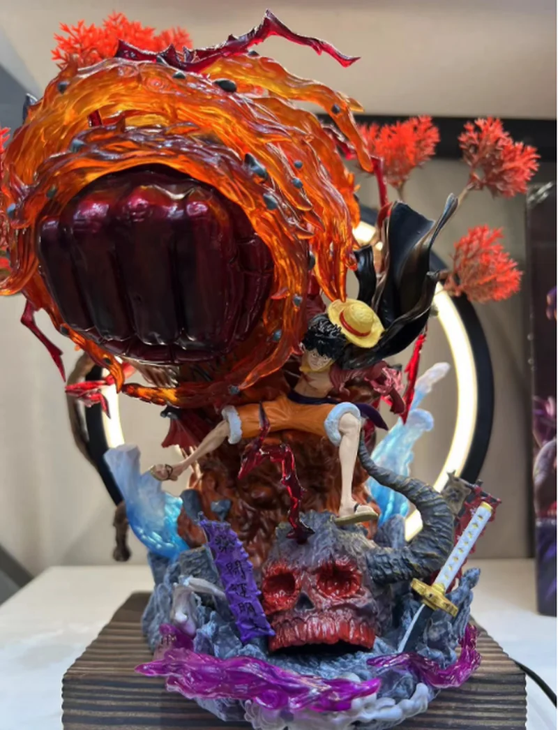 Auf Lager 25 cm Anime Ruffy One Piece Actionfigur – Monkey D. Ruffy Gear 5 Big Karma Fire PVC Statue Sammlerstück Modell Spielzeug Geschenk