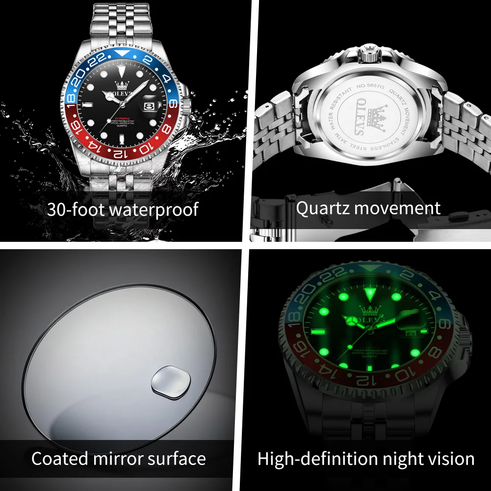 OLEVS 5657 Watch Man Luxury Original Business Sports Quartz Watch﻿ Waterproof Luminous Week Date Watches For Man Gifts