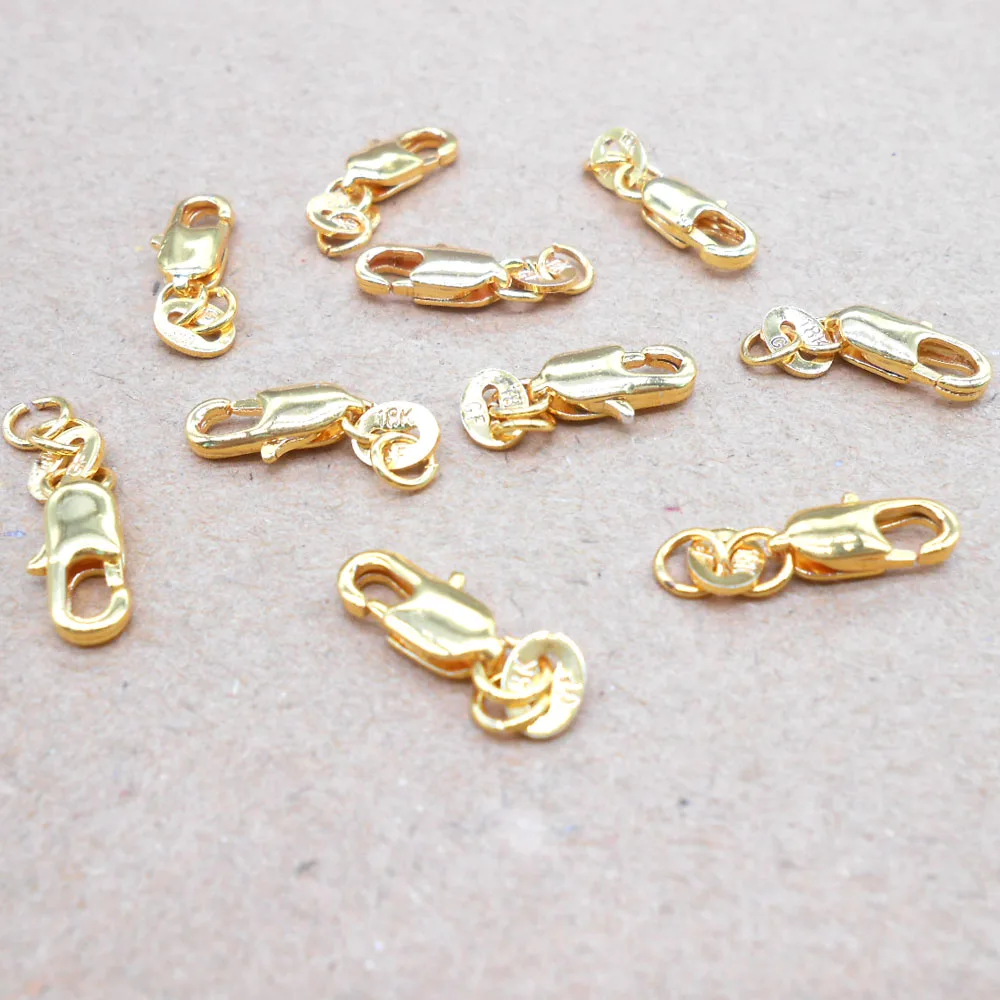 Free Shipping 20Pcs  Yellow Gold Filled Lobster Clasp GF Connecter Lin Jewelry Necklace Bracelet 18KGF Stamped Tag