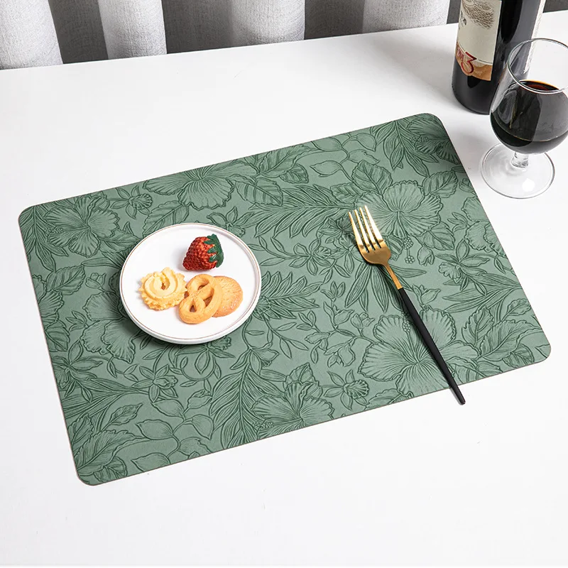 

Nordic Style Leather Western Place Mat Double-sided Embossed Place Mat Insulating Table Mat Creative Non-slip Table Mat