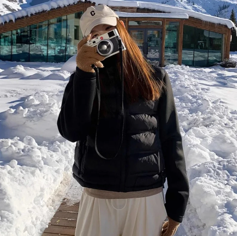 

2025 Women's Autumn Winter Lightweight Down Jacket, Thickened Warm Stand Collar Coat, Simple Style Long Sleeve Outerwear