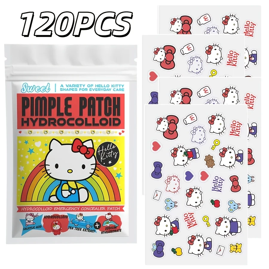 120PCS Hello kitty Cartoon hydrocolloid acne patch - facial decorative sticker - covers blemishes and acne scars