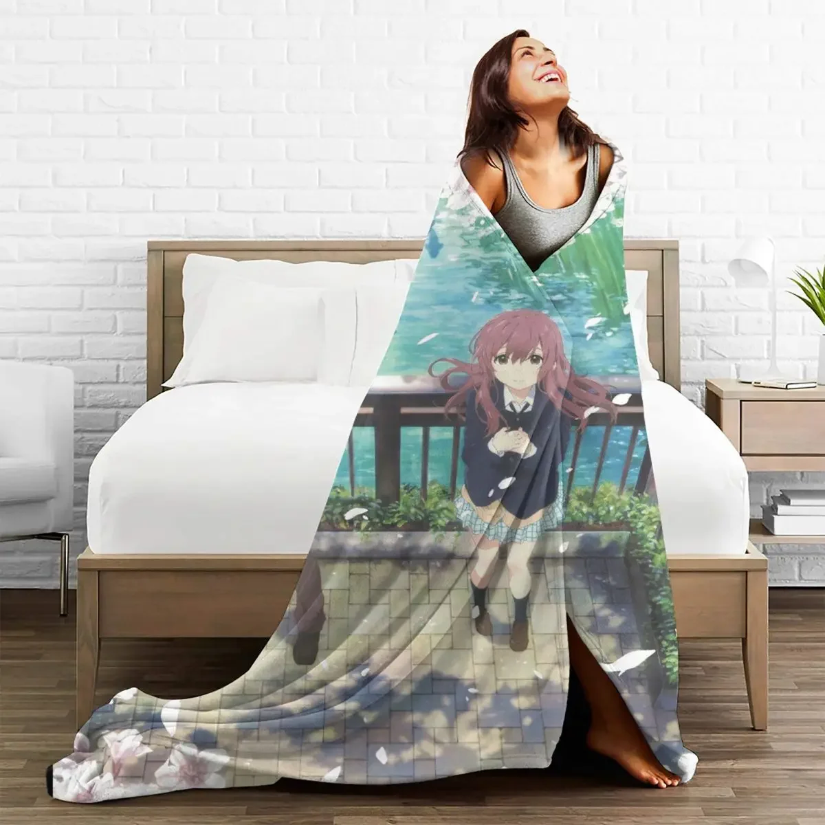 

Baby Blanket A Silent Voice Anime Movie Sofa Cover Fleece Summer Soft Throw Cartoon Blankets for Sofa Bedroom Rug Piece