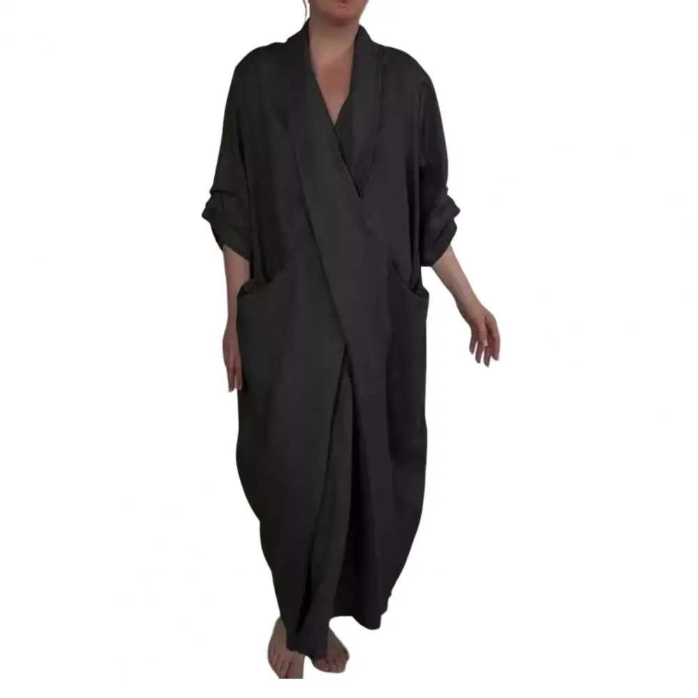 Casual Bohemian Dress Bohemian Maxi Dress with Large Pockets Retro A-line Design Casual Party Travel Dress for Spring Fall Women