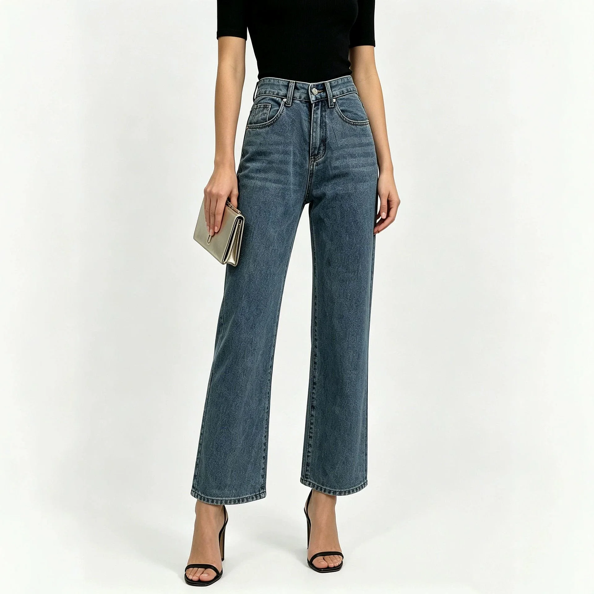 Women's Jeans Low Rise Wide Leg Jeans Heart Leopard Print Pocket Spring Summer