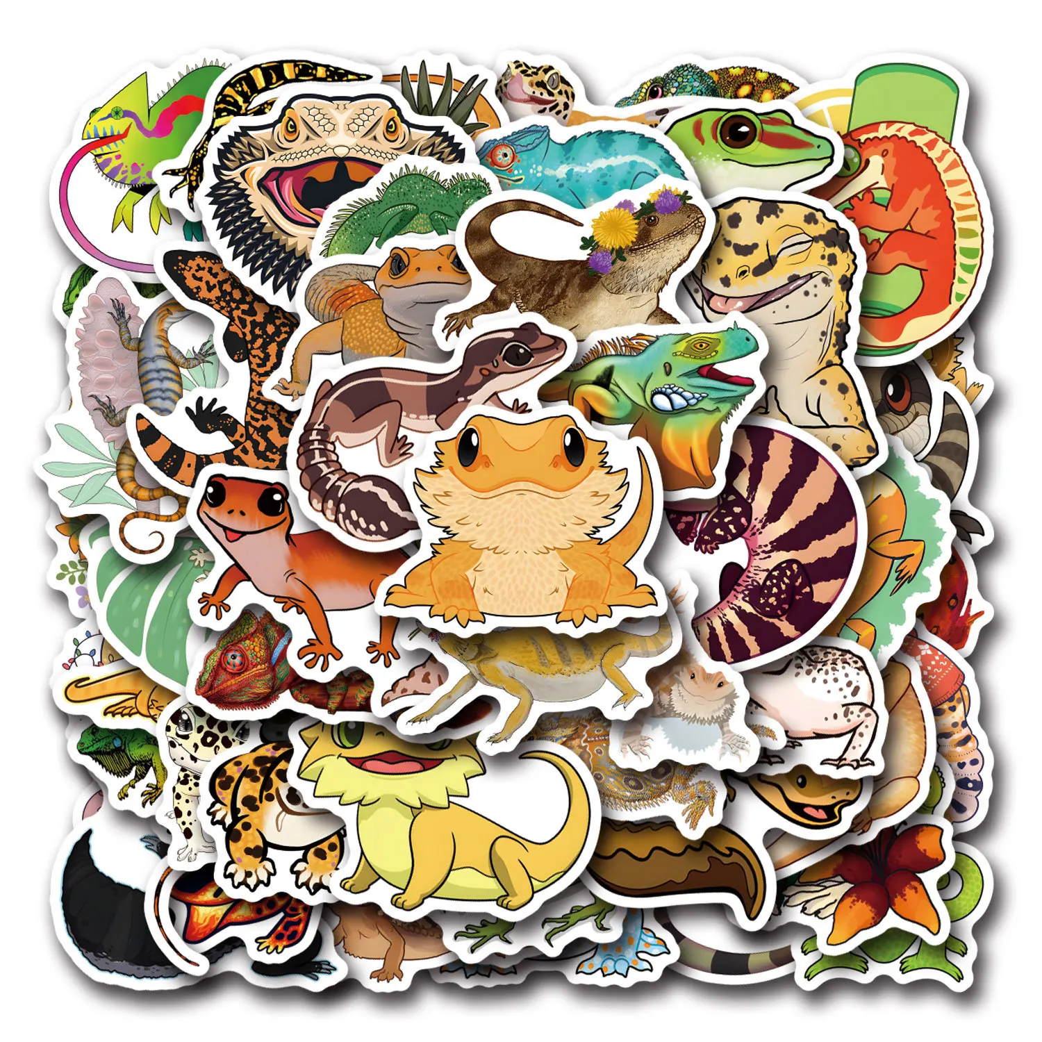 

55/110PCS Reptile Cute Lizard Eublepharis macularius Doodle Decorative Luggage Water Cup Guitar iPad Waterproof Sticker Kids Toy
