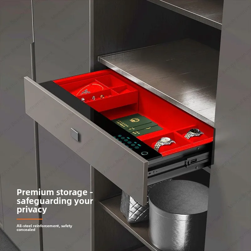 

Home Hidden Fingerprint Password Drawer All Steel Safe Wardrobe Embedded Anti-theft Jewelry Drawer Safe