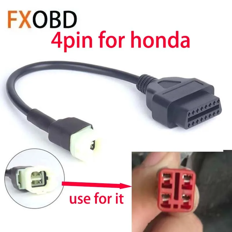 

Удлинительные диагностические кабели OBD2 для мотоцикла Honda, 4-контактный разъем, диагностический кабель, 4-контактный разъем для OBD 2, 16-контактный адаптер