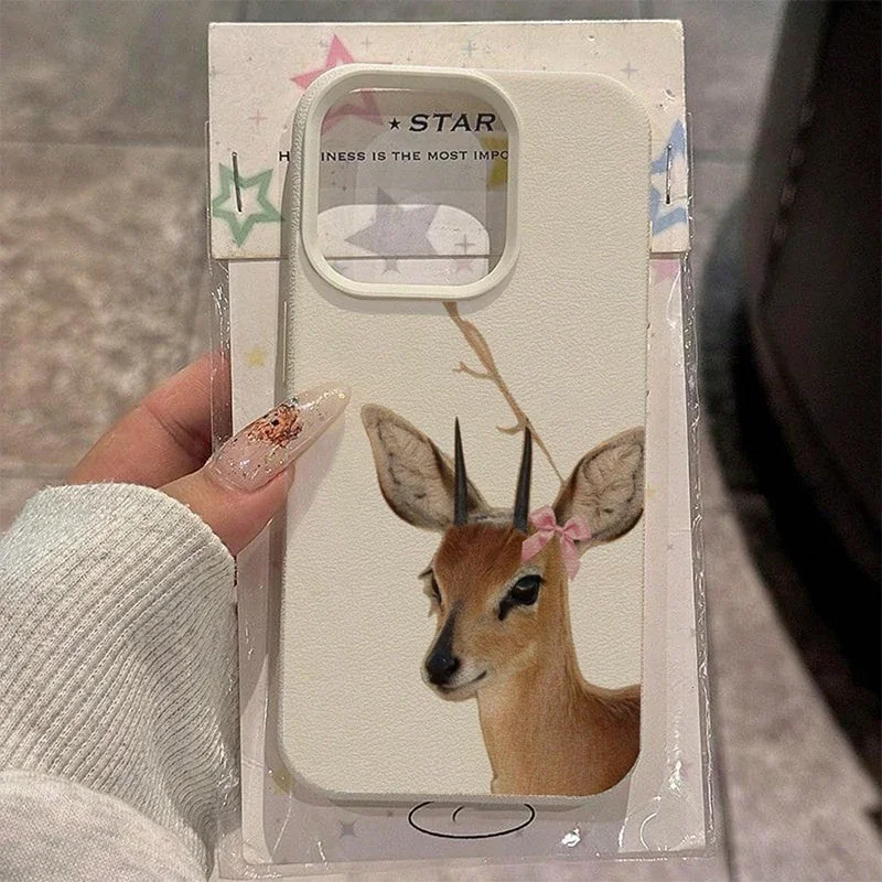 Cute deer flowers Lichee leather pattern Phone Case For Vivo X200 Y31 Y400 Y39 Y29 Y19 Y04 Y19S Y28 Y03 Y27 Y17S Y78 Y36 4G 5G