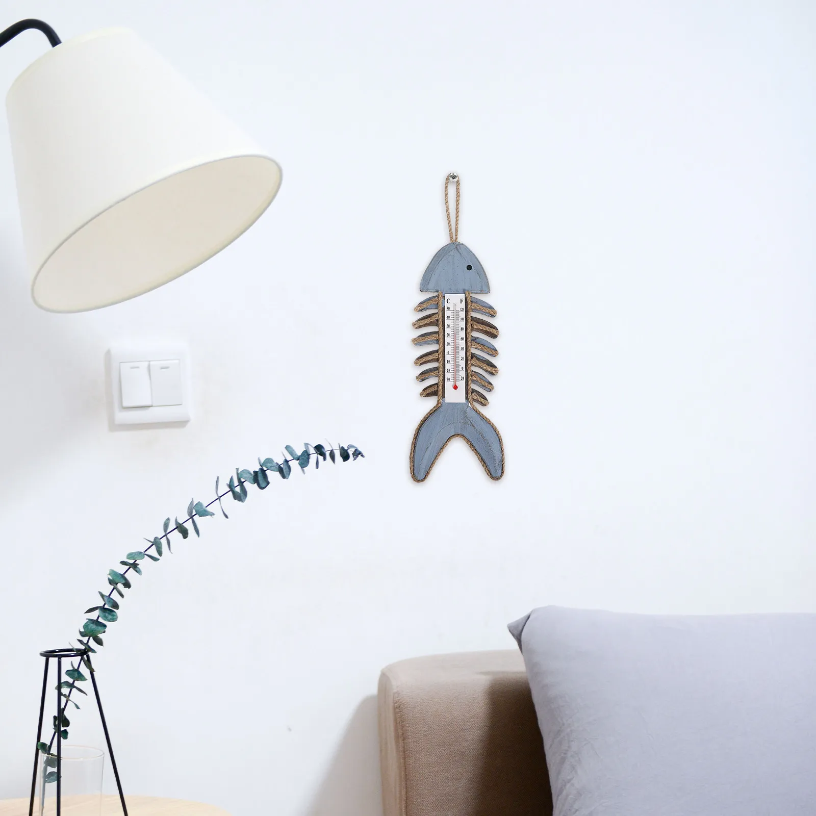 

Fishbone Wall Thermometer Vintage Style Wall Mounted Temperature Gauge Indoor Outdoor Home Garden Office Decoration