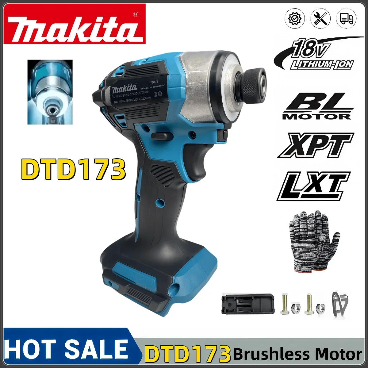 Makita DTD173 1800rpm Cordless Impact Driver 180Nm Brushless Motor Electric Drill Wood/Bolt/T-Mode For Makita 18V