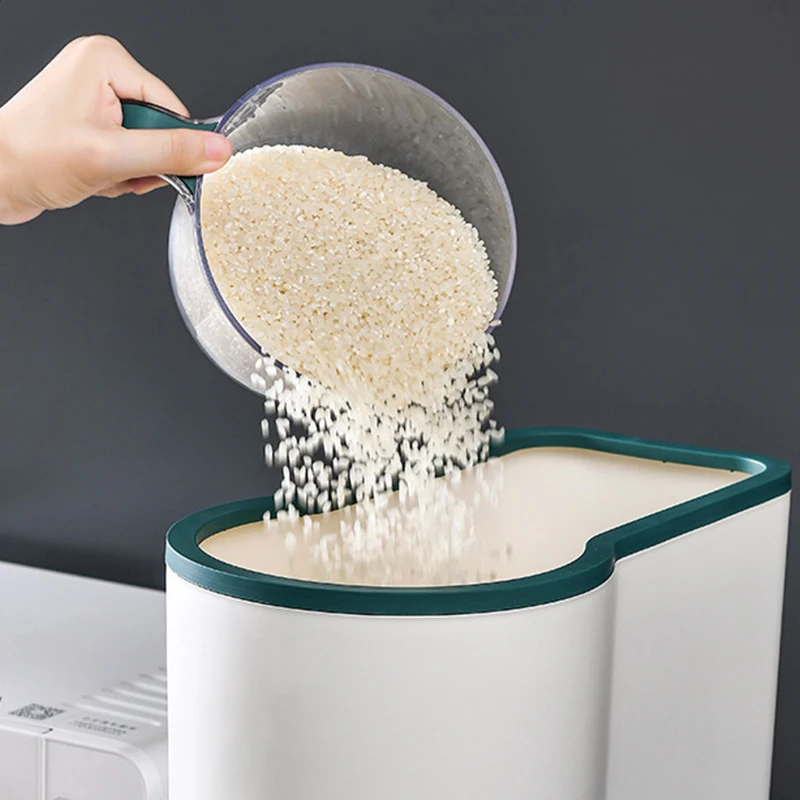 Large Capacity 5KG Rice Storage Box Sealed Rice Dispenser Grain Storage Jar Bucket Pet Food Container Kitchen Organizer Box