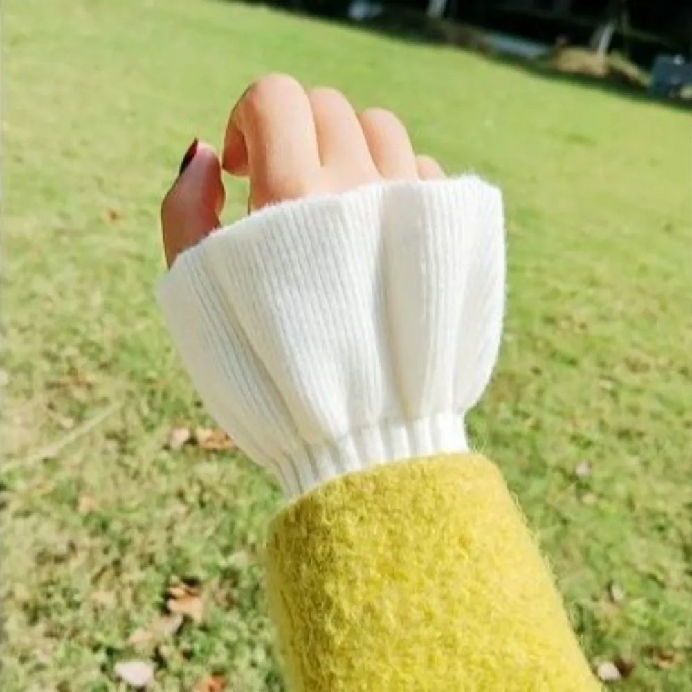 New Knitted Fake Sleeves Ruffles Detachable Ruffles Elbow Sleeve Universal Sweater Decorative Clothing Accessories