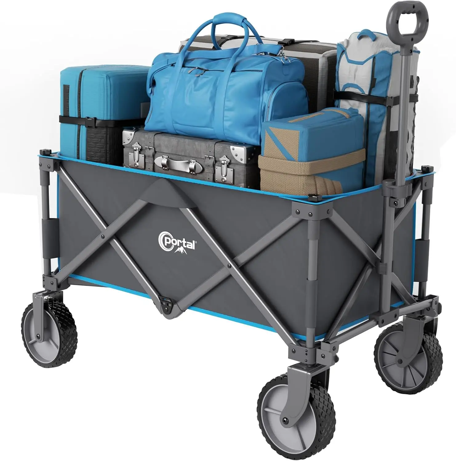 

Collapsible Wagon Cart Heavy Duty Foldable Wagons Carts with Wheels Folding Utility Wagon for Camping Shopping Garden Sports Bea