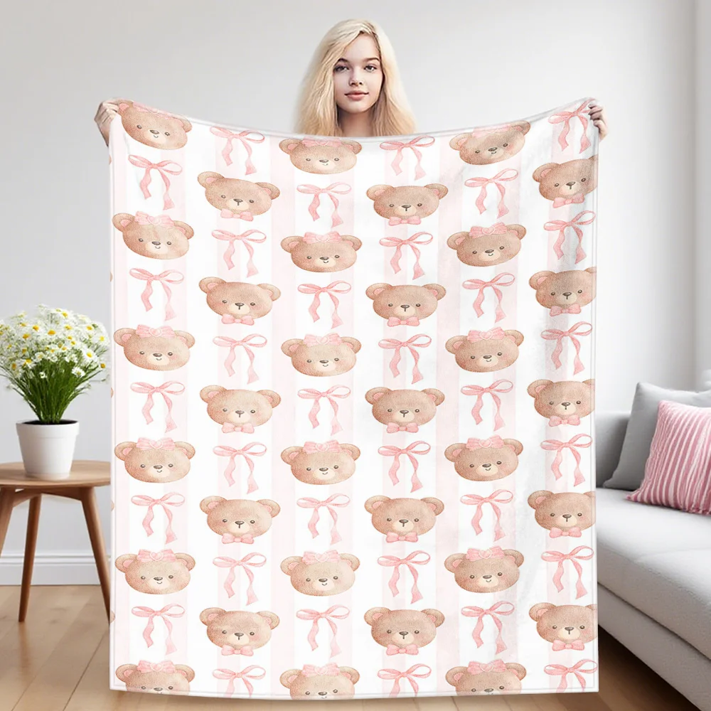 Tender Bear Nap Blanket,Flannel Blanket,Suitable For Sofas,Beds,Cars,Rooms,Offices,Camping,Exquisite Gift Blankets