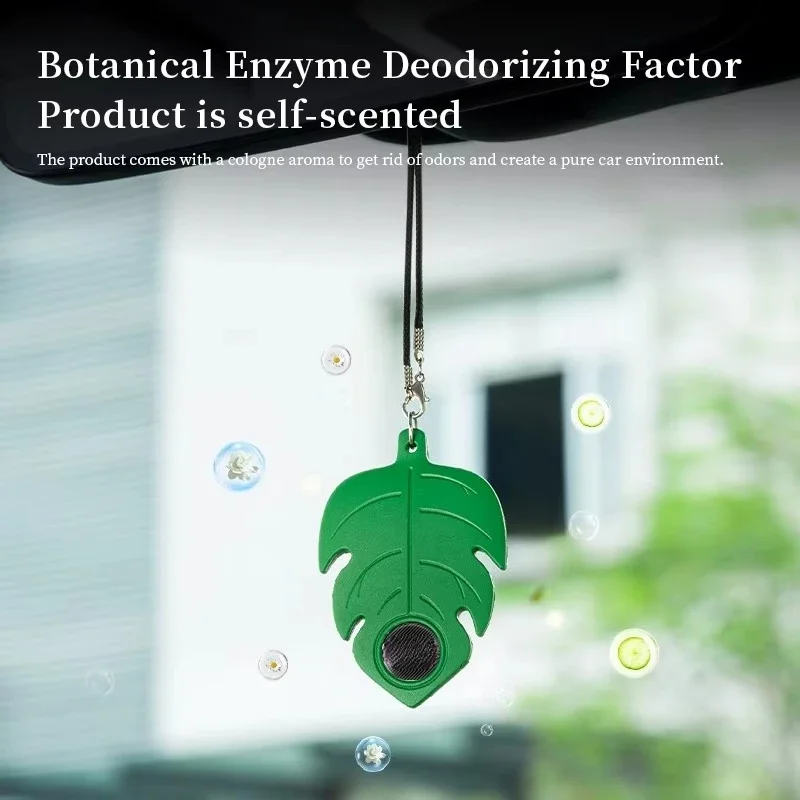 OEM Crossover Fresh Simple Watery PVC Scented Pendant with Green Leaf Pattern, Car Interior Accessories