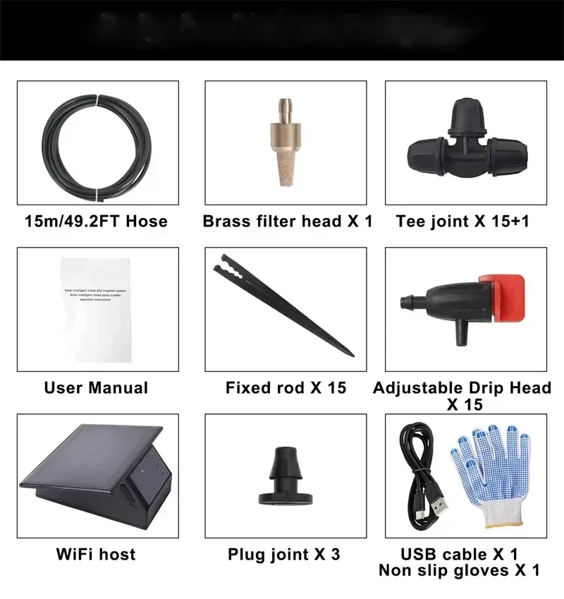 Tuya WiFi Solar Power Druppelbevloeiingssysteem Automatische Timerpomp Tuinbewateringsset 10/15 Koppen
