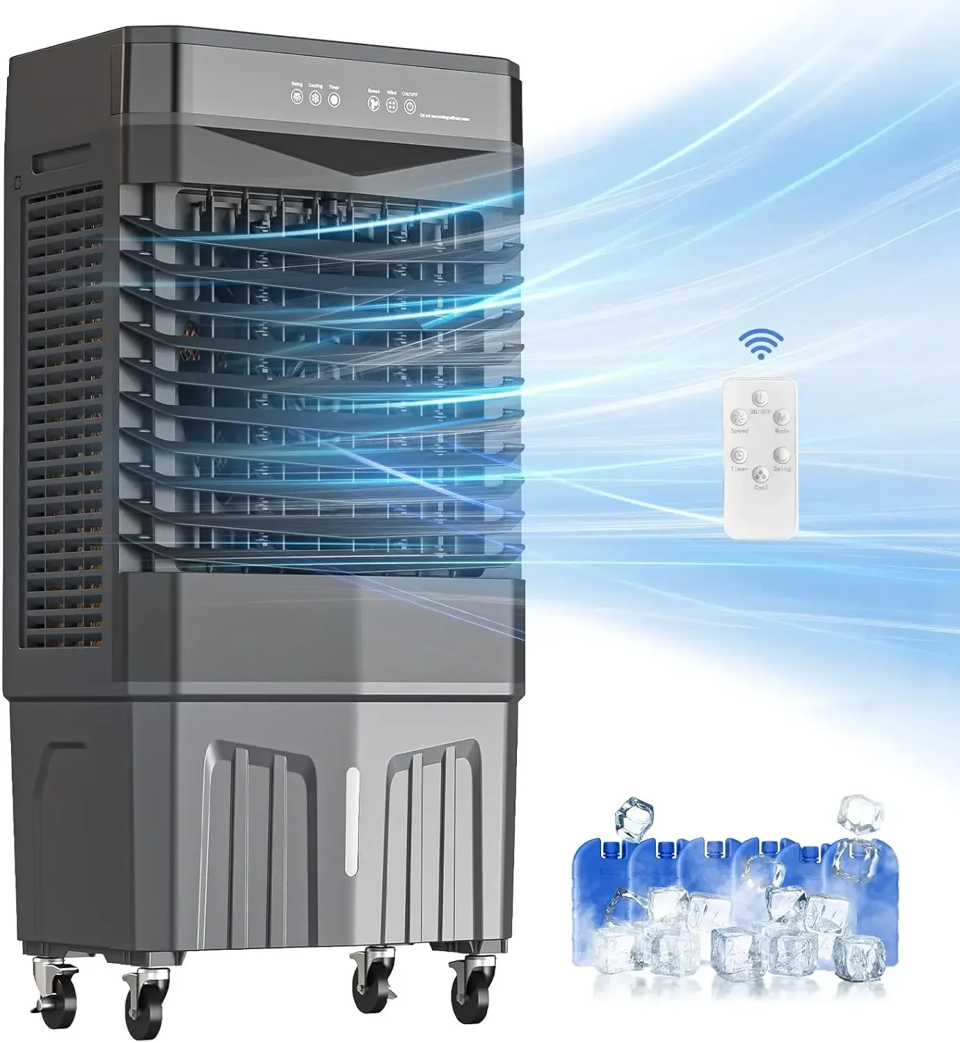 

2800CFM Swamp Cooler with Remote, 8.2 Gal Evaporative Air Cooler with 12H Timer, 120°Oscillation, 3 Speeds, Indoor Outdoor