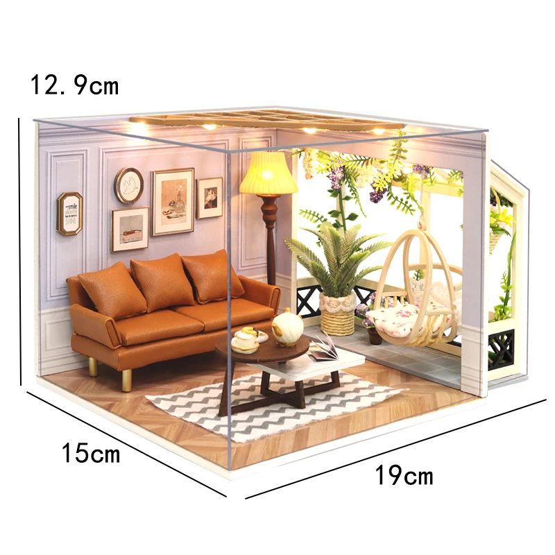 Mini Poppenhuis DIY Klein Huis 3D Puzzel Assemblage Gebouw Model Speelgoed Thuis Slaapkamer Decoratie Met Meubels LED Verlichting Geschenken