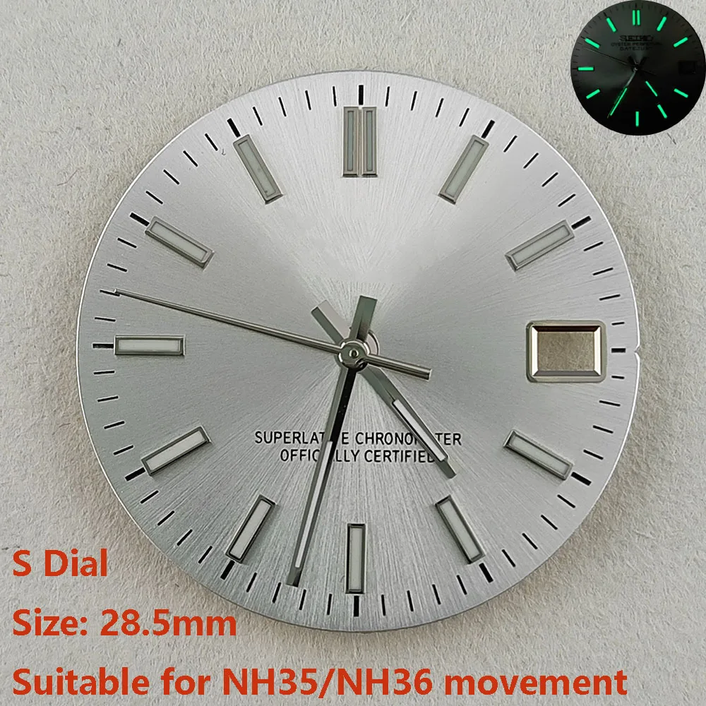 High Quality 28.5mm NH35dial watch dial S dial green luminous suitable for NH35 NH36 movement watch accessories repair tool