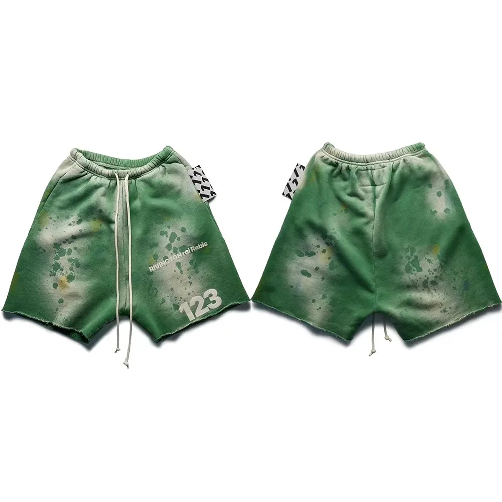 Fashion RRR123 letters washed 25SS old drawstring shorts high street casual sports loose rolled five pants men's summer