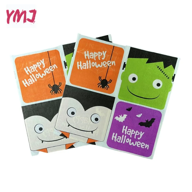 Happy Halloween Cartoon Tissue Paper Party Tissue Paper Halloween Printed Napkins Wholesale Cheap 2-Ply 20pcs/Pac 33*33cm