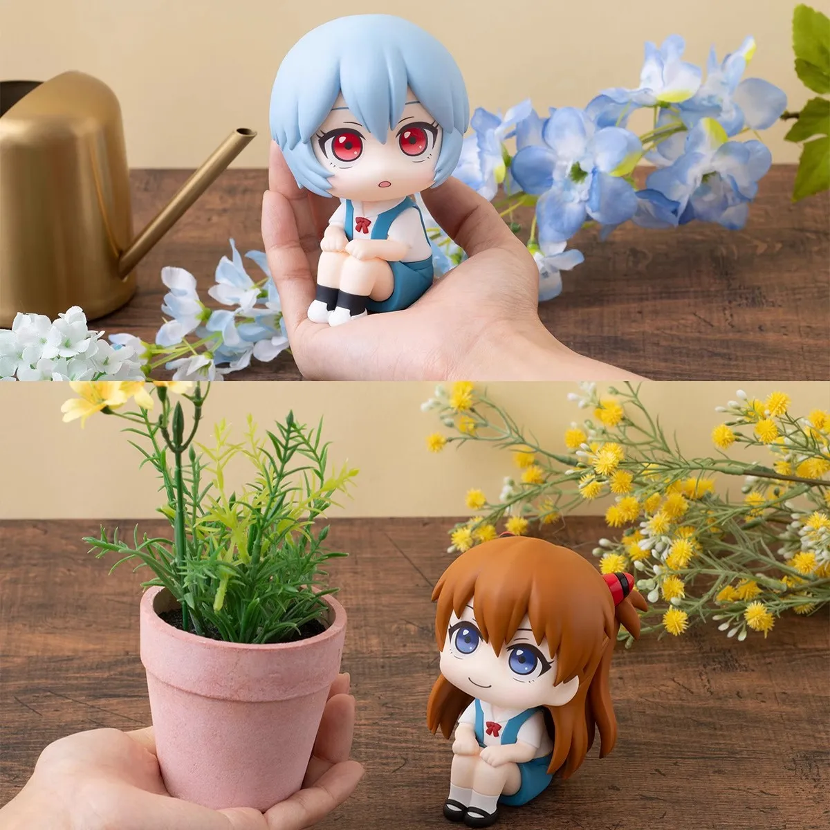 10CM Anime Evangelion Ayanami Rei Figur Souryuu Asuka Langley Look Up EVA Sitzende Modell Spielzeug Puppe Action Figur PVC Ornament