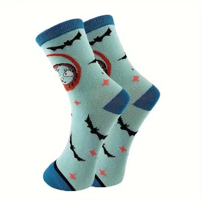 3 Pairs of Halloween Series Captain Jack Crew Socks With Novel Patterns Creative Gift Socks Suitable For Both Men and Women