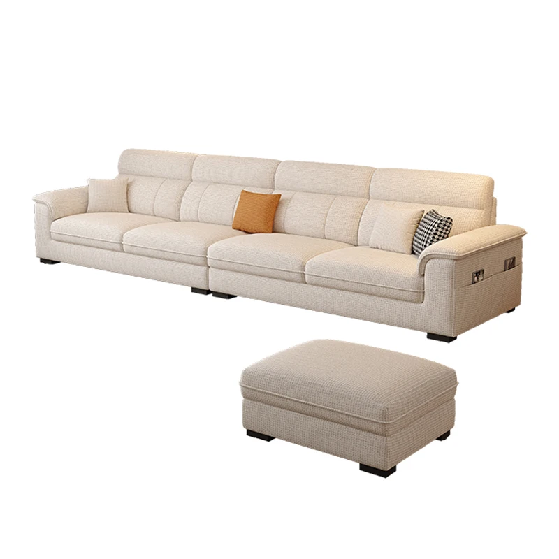 

Simple small apartment living room sofa removable and washable cream light luxury cotton and linen furniture