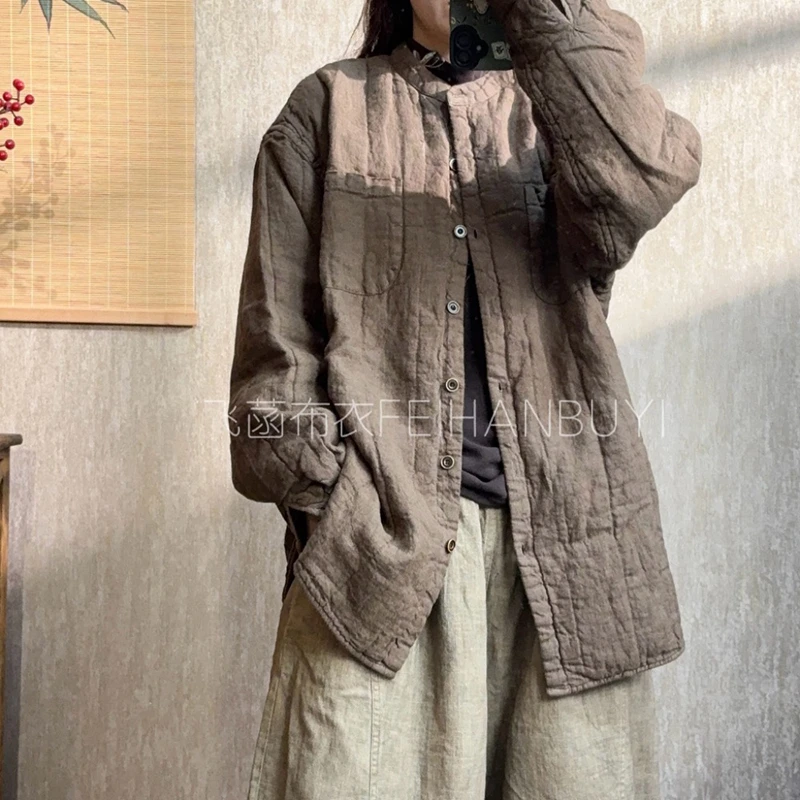 الفنون نمط 2025 جديد وصول الخريف الشتاء المرأة واحدة الصدر سترات طويلة الأكمام س الرقبة نوعية جيدة القطن معاطف غير رسمية F194 #2