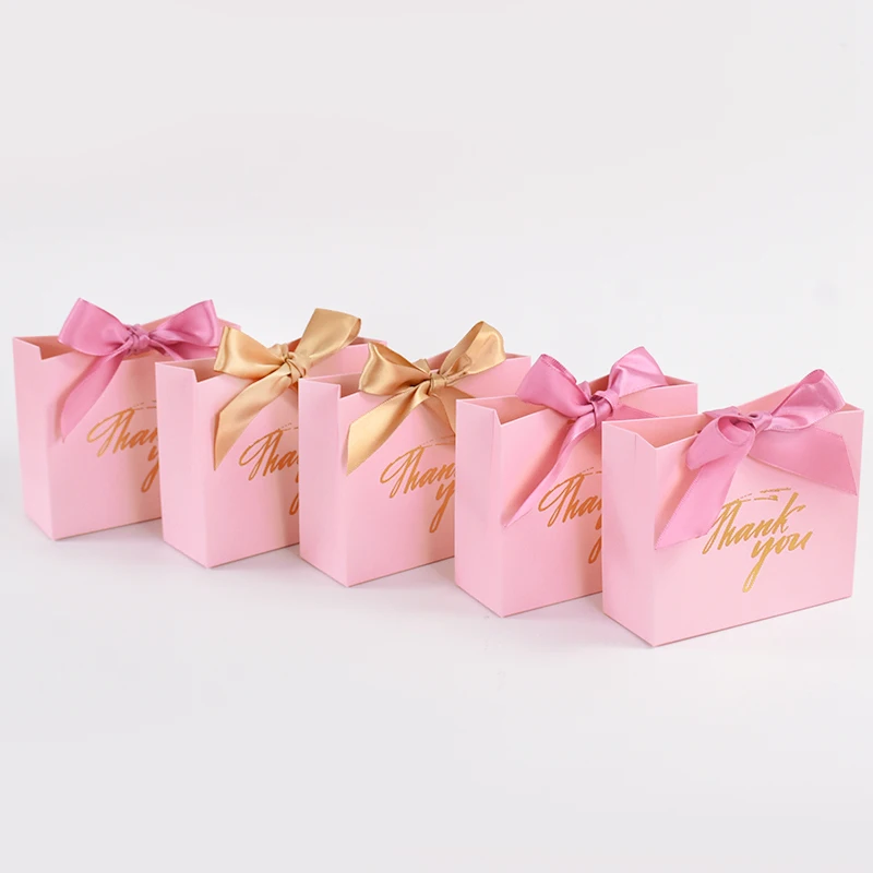 

24Pcs Pink Thank You Candy Bags Wedding Favors Chocolates Gift Packaging Paper Box Birthday Party Baby Shower Decor Supplies