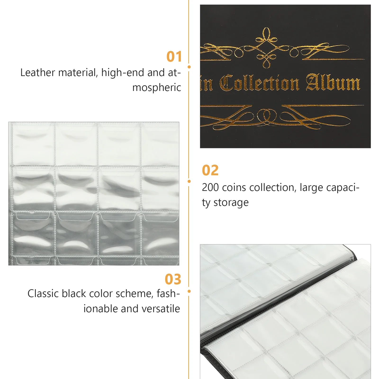 200-Pocket Coin Collection Album Book For Commemorative Coins Storage Organizer Case Pu Dustproof Scratch Resistant