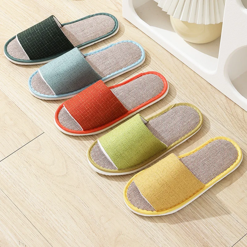 

5 Pairs/lot Slippers Men Women Hemp Hotel Disposable Slides Home Travel Sandals Hospitality Footwear One Size Wholesale Open Toe