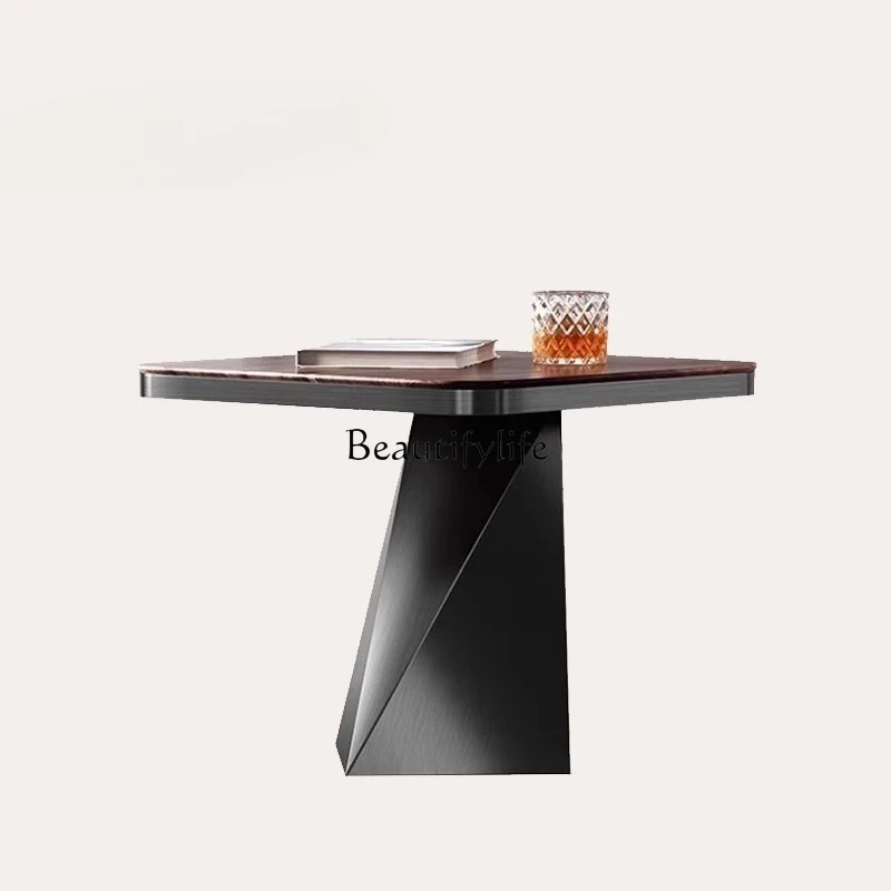 

Corner Table Light Luxury Walnut Natural Marble Designer Italian Style Side Table
