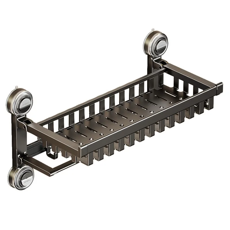 Suction cup towel rack, no-drill bathroom bath towel integrated hanging rack, wall-mounted storage rack for bathroom and toilet