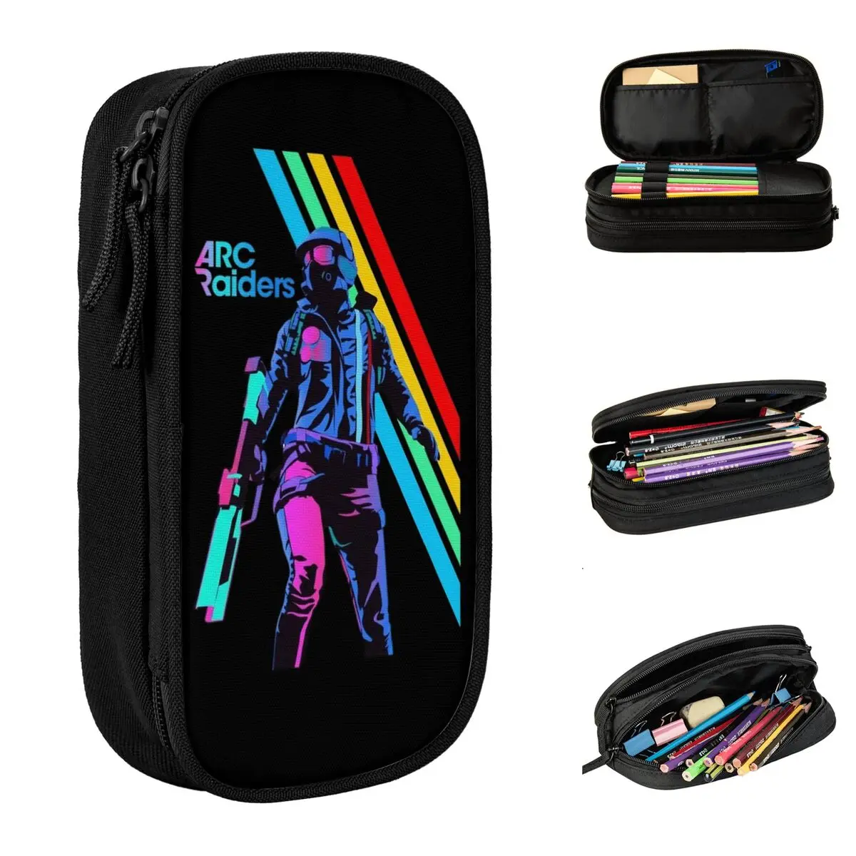 

Arc Raiders Gaming Neon Pencil Cases Pen Box Bag Kids Large Storage School Supplies Zipper Pencilcases