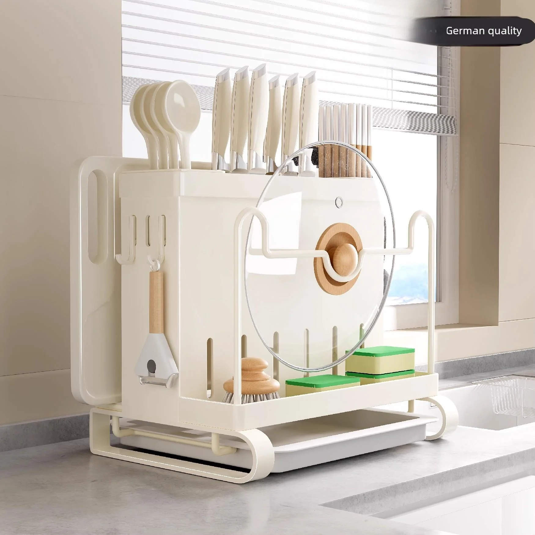 

Quali Kitchen Knife Ra Storage Holder Multifunctional Cutting Board Pot Lid Placement elf Countertop Organization