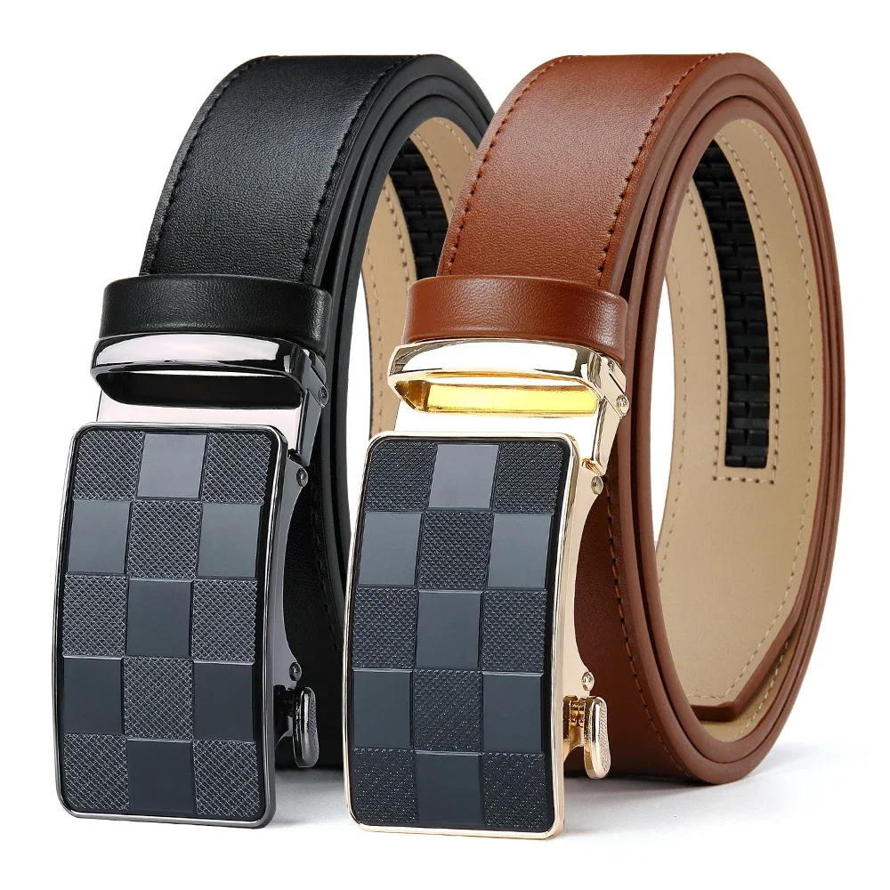 Men's Belt Metal Automatic Buckle Branded Belt Men's High-quality Genuine Leather Luxury Men's Branded Belt 2PCS 115 125 135cm