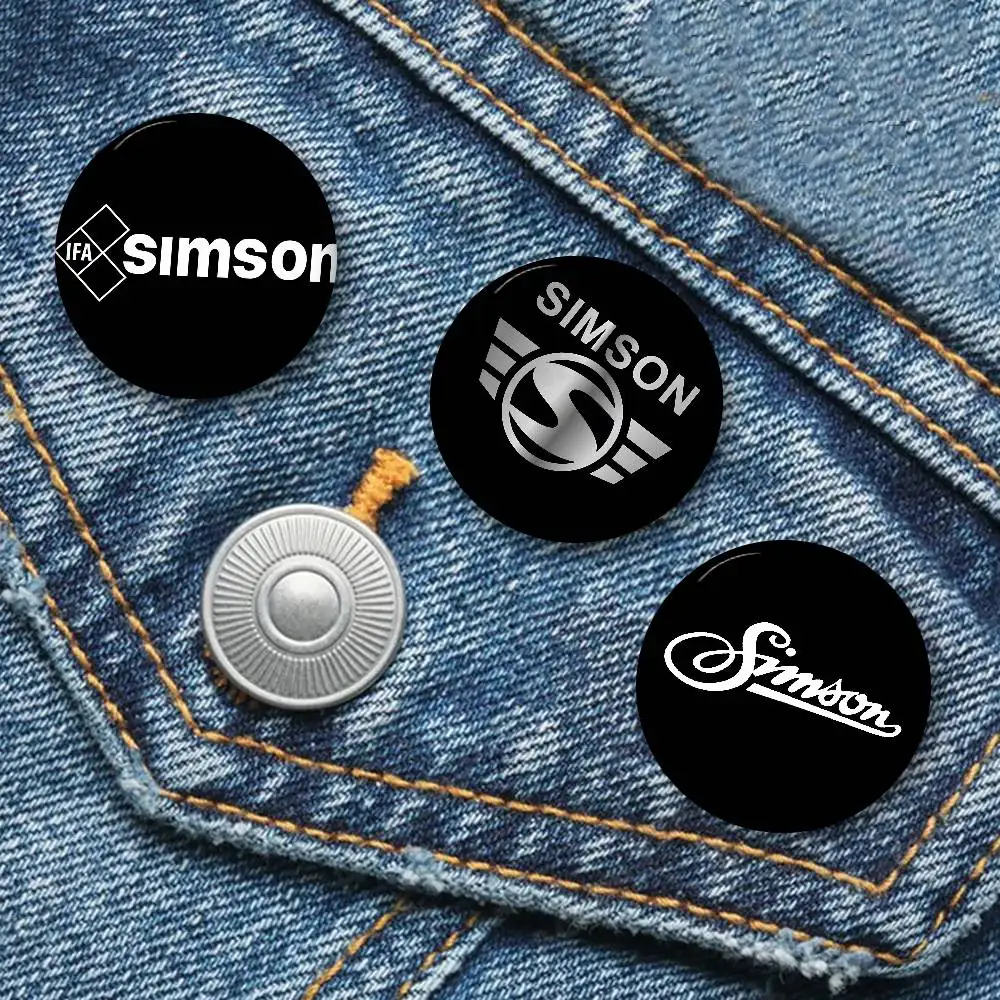 Motorcycle Brand S-Simson 58mm Handmade Brooch Cartoon Cosplay Badge on Backpack Jewelry Accessories Gifts