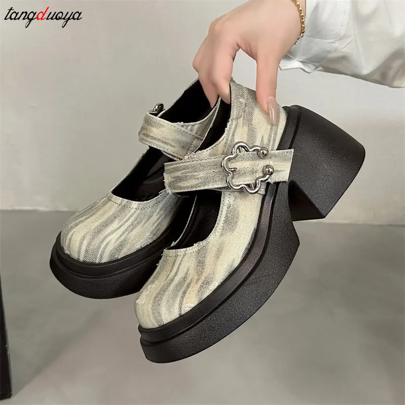 Chunky Heel Mary Jane Shoe Women Thick Heel PU Leather Single Shoes Women Retro college style JK Uniform lolita shoes loafers