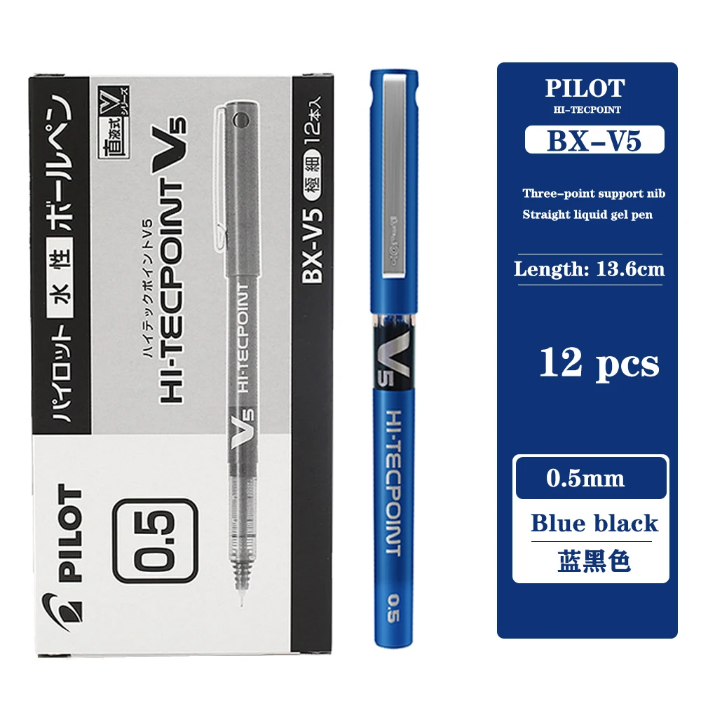 12 Stks/doos Pilot Gel Pen BX-V5 Rechte Vloeibare Balpen 0.5Mm Grote Capaciteit Kleur Spuit Pen Schoolbenodigdheden Briefpapier