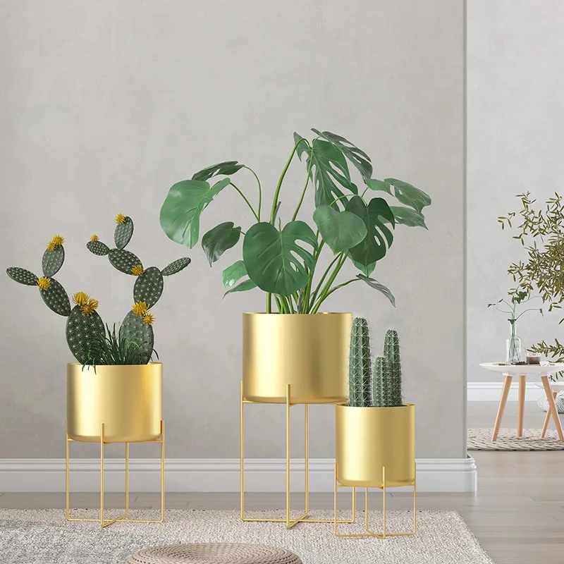 Nordic Wrought Iron Plant Stand - Indoor Floor Standing Four Leg Balcony Living Room Decor Flower Shelf Garden Plant Shelves