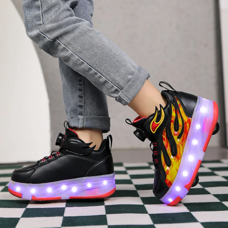 

Новые детские каблуки: теплые зимне-осенние невидимые 4-колесные выдвижные роликовые туфли (мальчики и девочки)