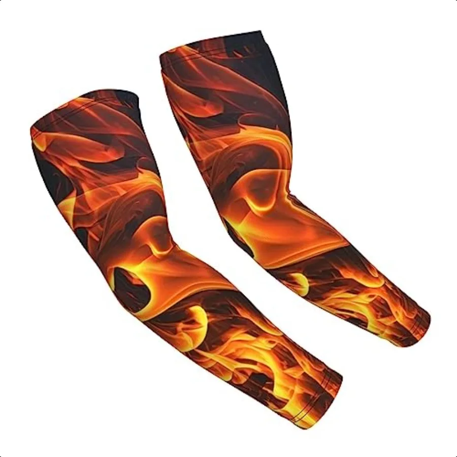 

Flames Burning Fire Sun Protection Cooling Arm Sleeves for Men Women Comprion Sleeves for Football Volleyball