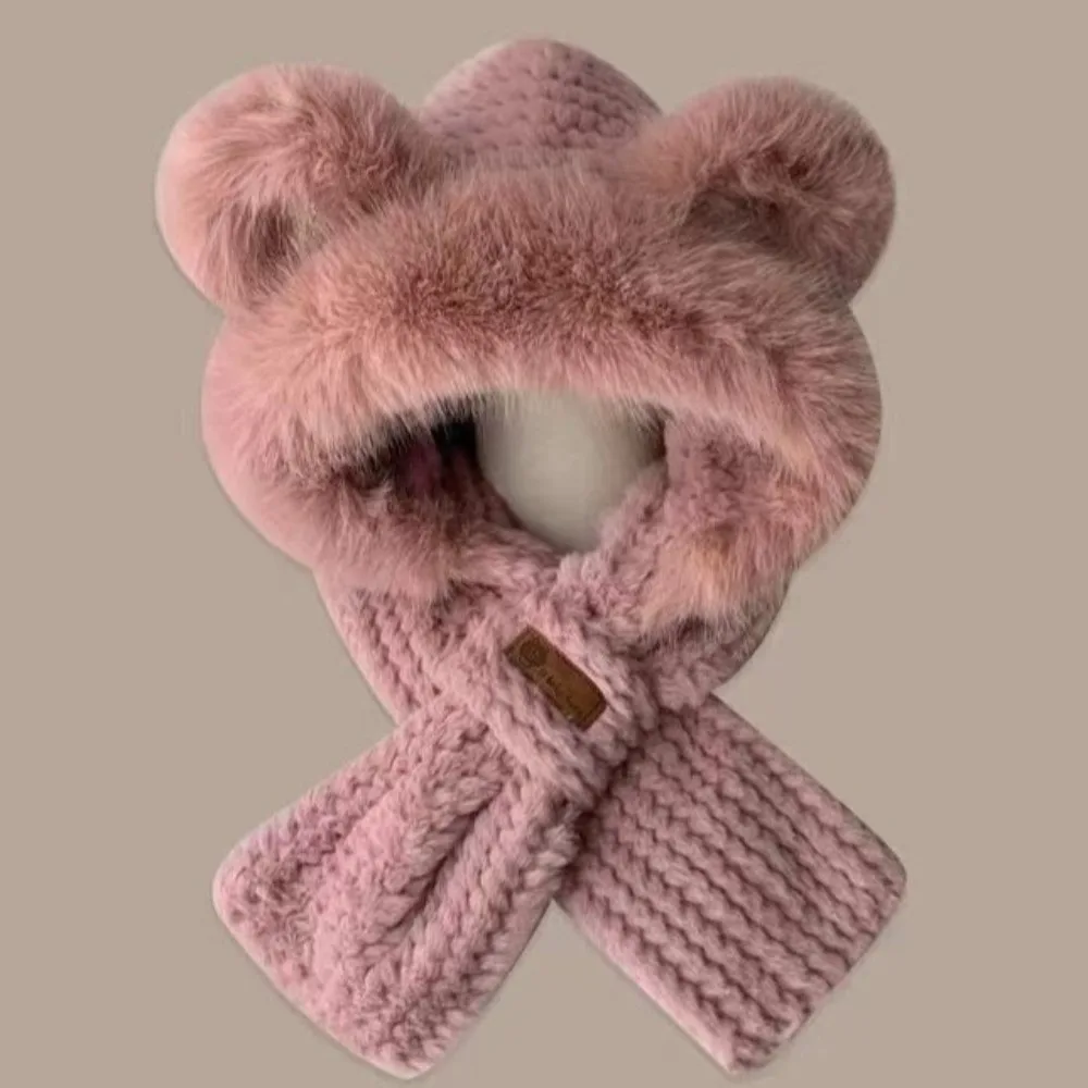 

Милая интегрированная шапка, шарф, комплект, ветрозащитная, холодостойкая, грелка для шеи, теплая шапка для защиты ушей, спорт на открытом воздухе