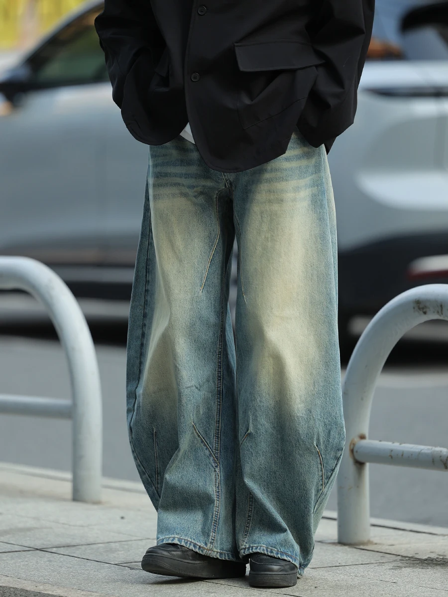 

Ретро-джинсы в американском стиле, свободные повседневные универсальные брюки унисекс с широкими штанинами для пар, весна-осень, трендовые