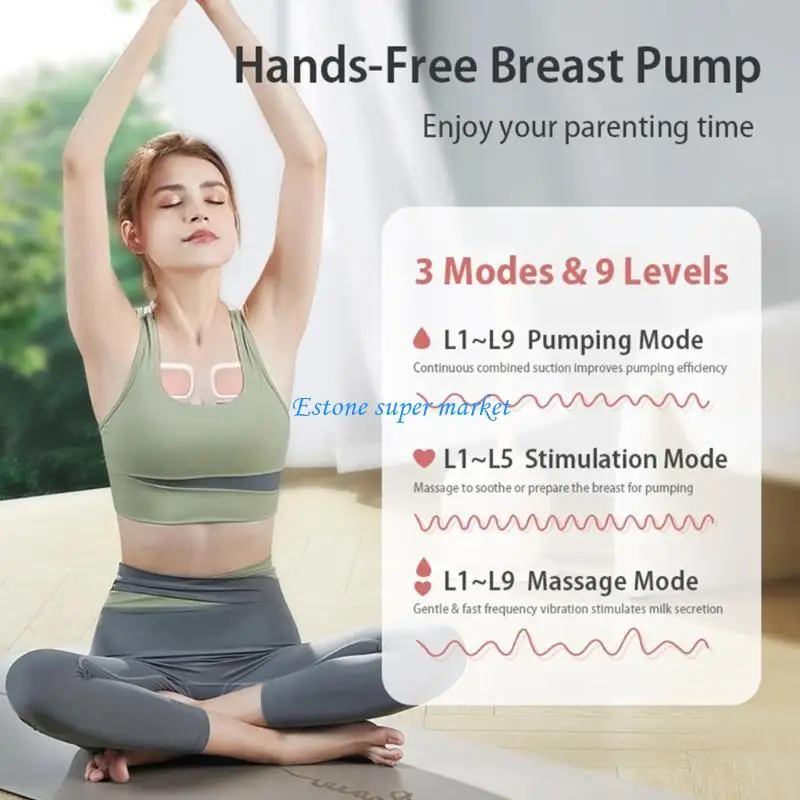 090b-ポータブル電動搾乳器ウェアラブル搾乳器新しいママ用-9-ギア調整可能な吸引長いバッテリー耐用年数