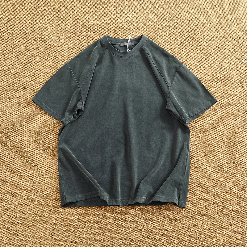 

Waed American Sle Heavyweight ort Sve Футболка Loose oulder Drop round Ne Pure Color Летняя повседневная мужская футболка свободного кроя...